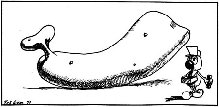 Rick Gibson 1973 original drawing in University of Victoria Martlet student newspaper entitled Show Business