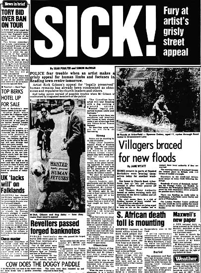 PICTURE: front page of the Reading Evening Post on 3 January 1986.